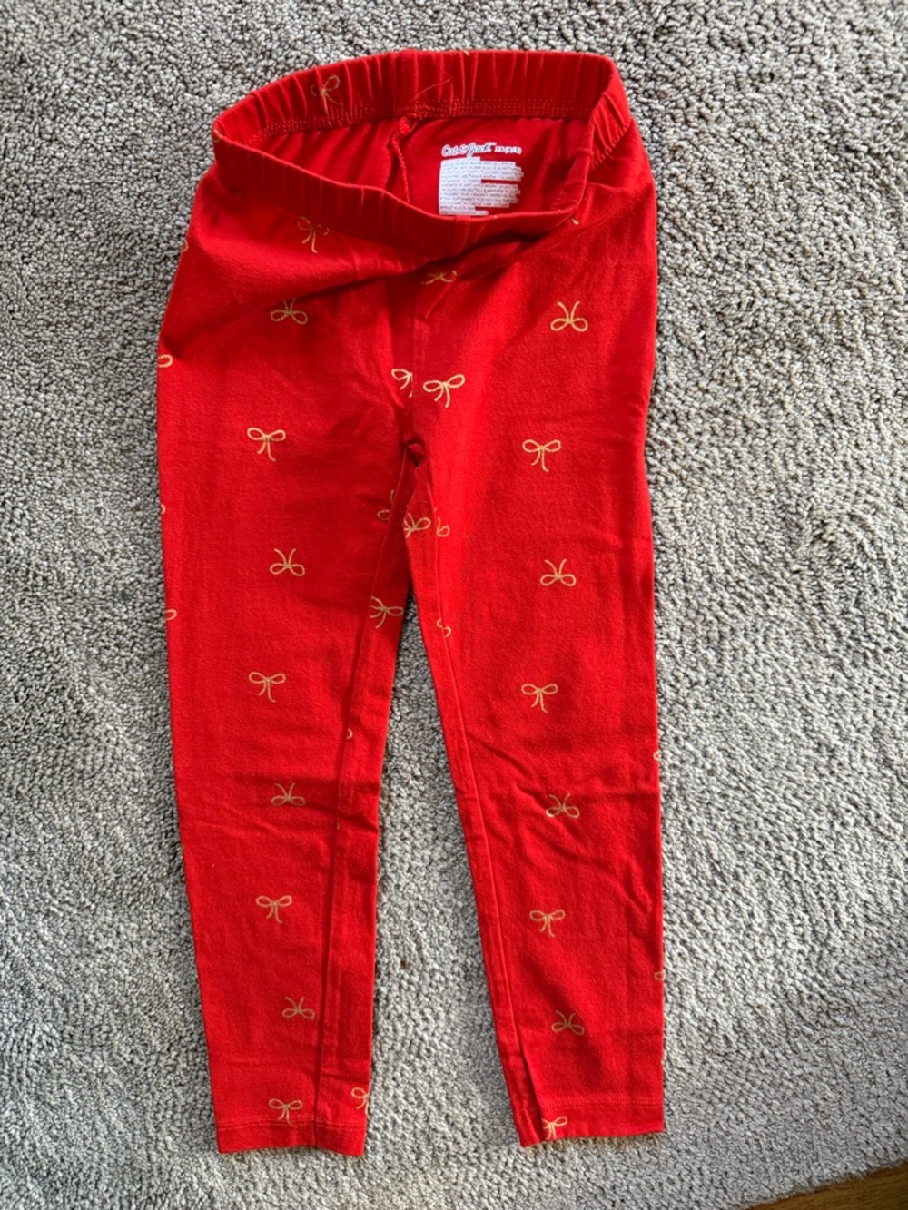 Cat & Jack Red Leggings with Gold Bow Print